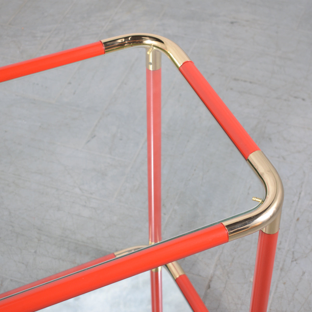 Restored 1980s Vintage Bar Cart in Wood, Brass, and Glass