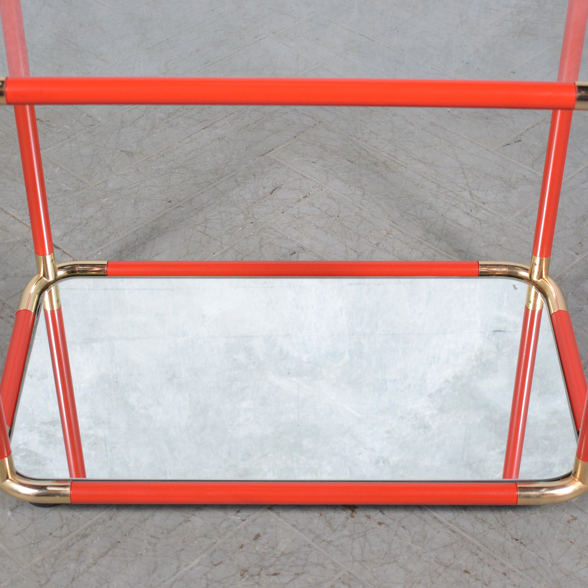 Restored 1980s Vintage Bar Cart in Wood, Brass, and Glass