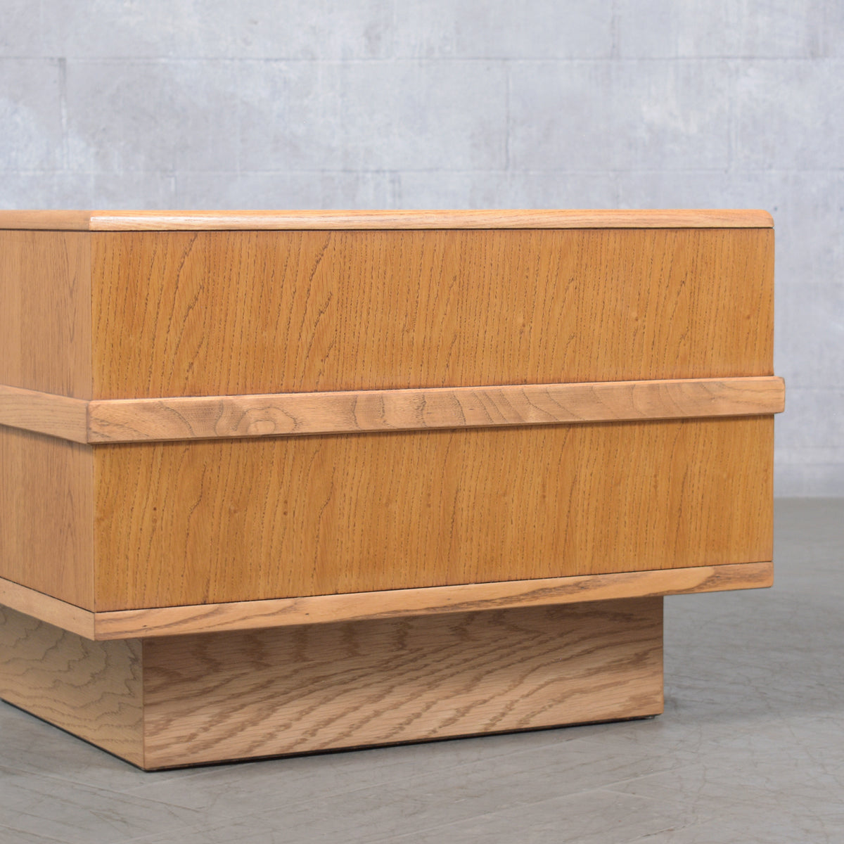 Restored 1980s Mid-Century Oak Rattan Side Table