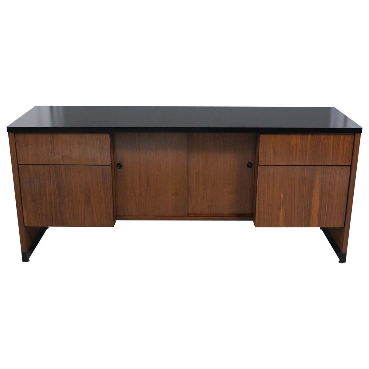 Restored Mid-Century Modern Executive Credenza in Ebonized Walnut