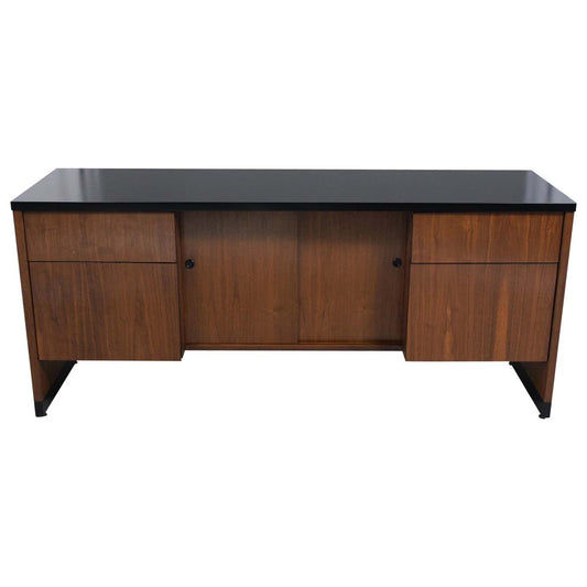 Restored Mid-Century Modern Executive Credenza in Ebonized Walnut