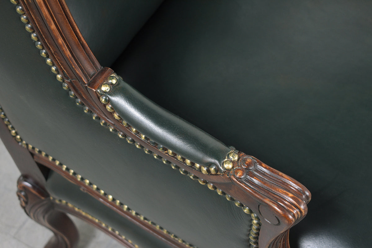 Wingback Leather Chair and Ottoman