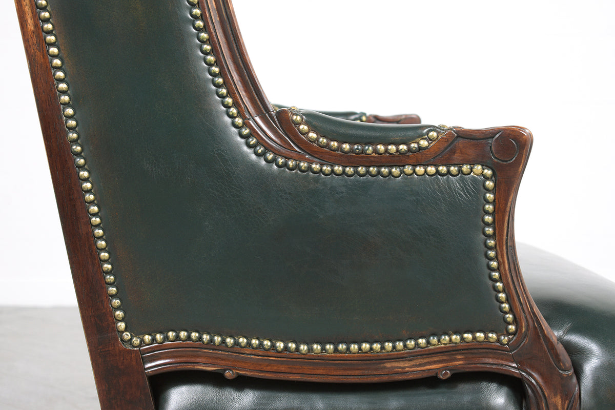 Wingback Leather Chair and Ottoman