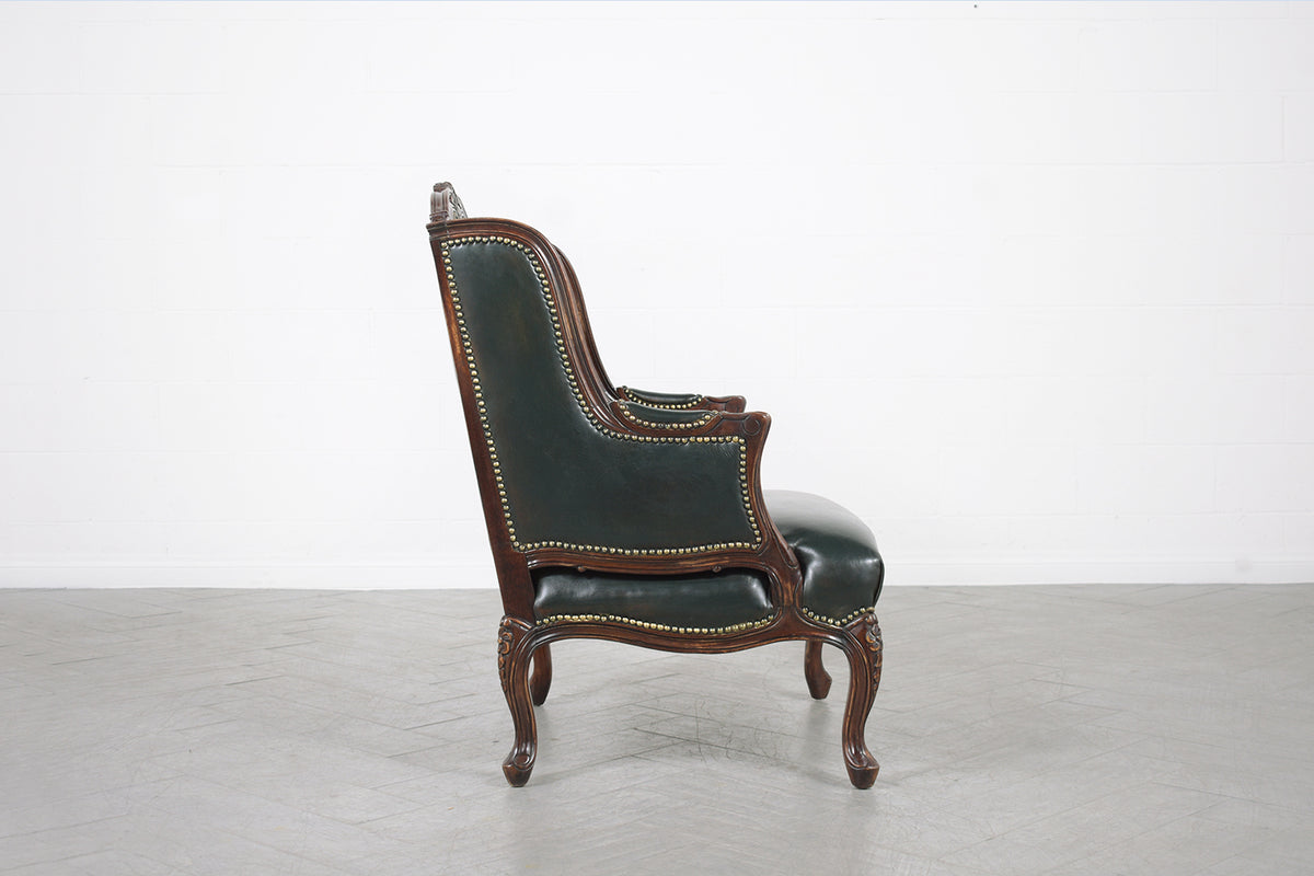 Wingback Leather Chair and Ottoman