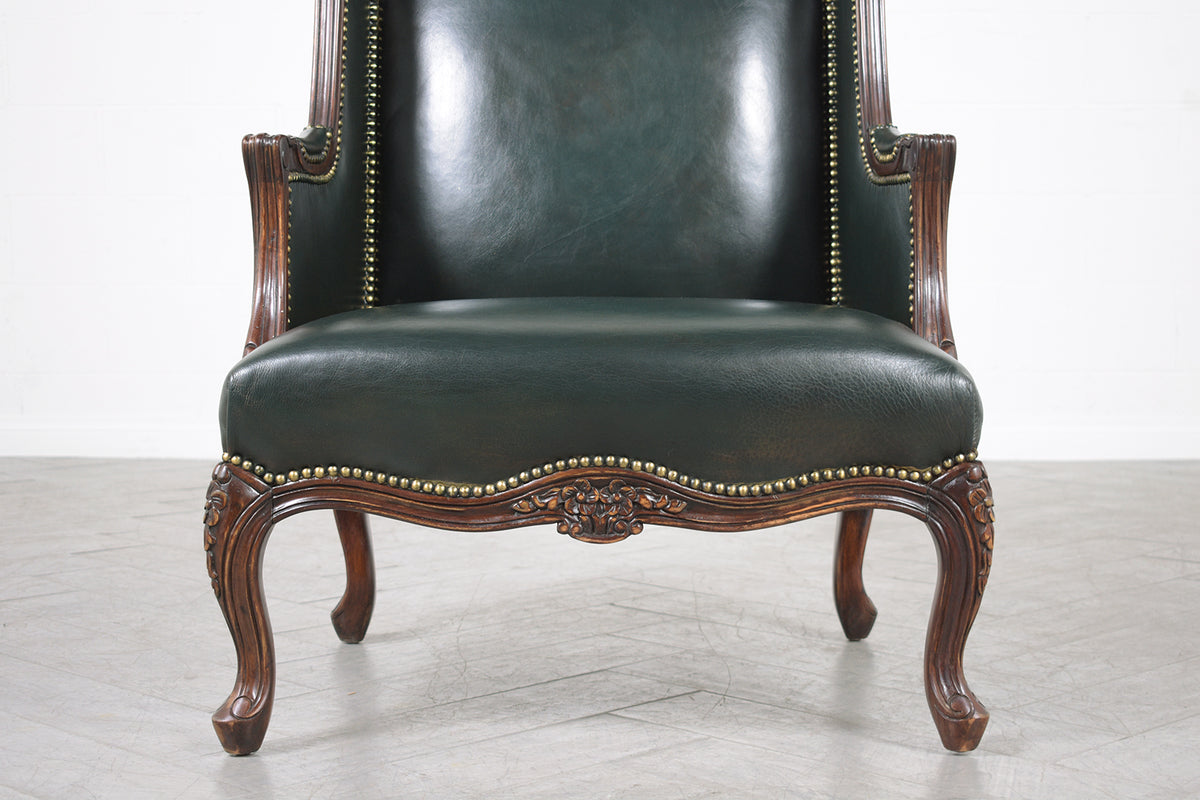 Wingback Leather Chair and Ottoman