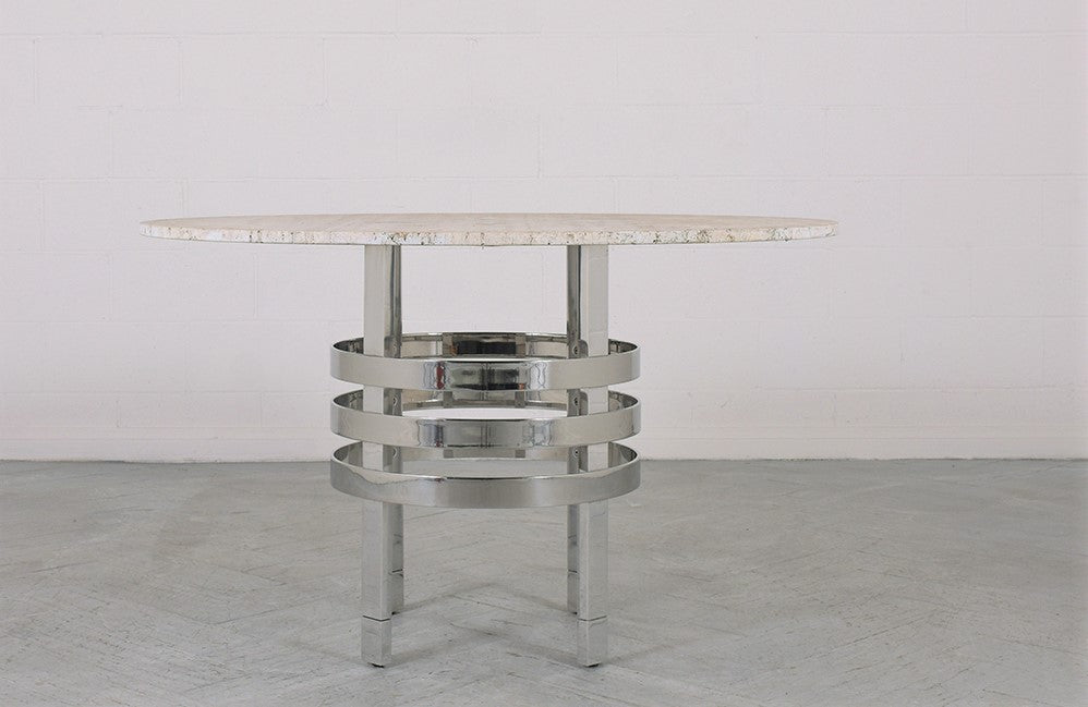 Vintage Travertine Top Dining Table