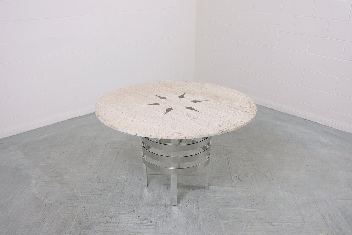 Vintage Travertine Top Dining Table