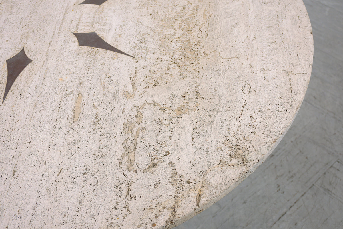 Vintage Travertine Top Dining Table