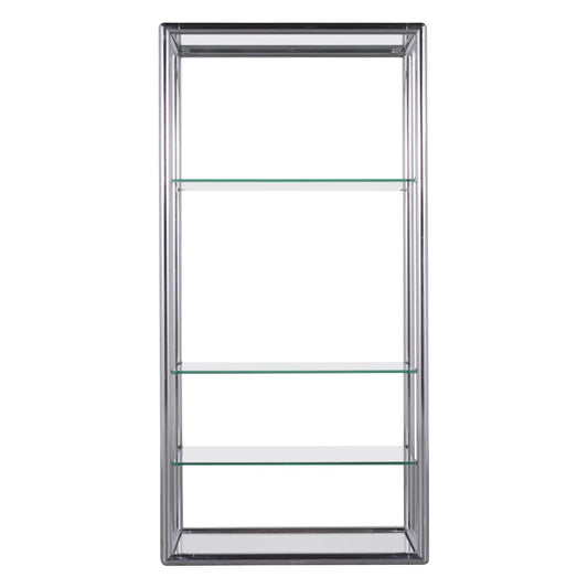 Vintage 1960s Mid-Century Modern Glass & Chrome Bookcase