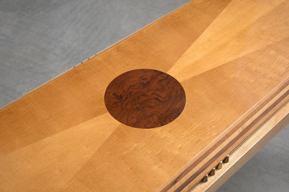 1980's Handcrafted Maple and Walnut Modern Console Table
