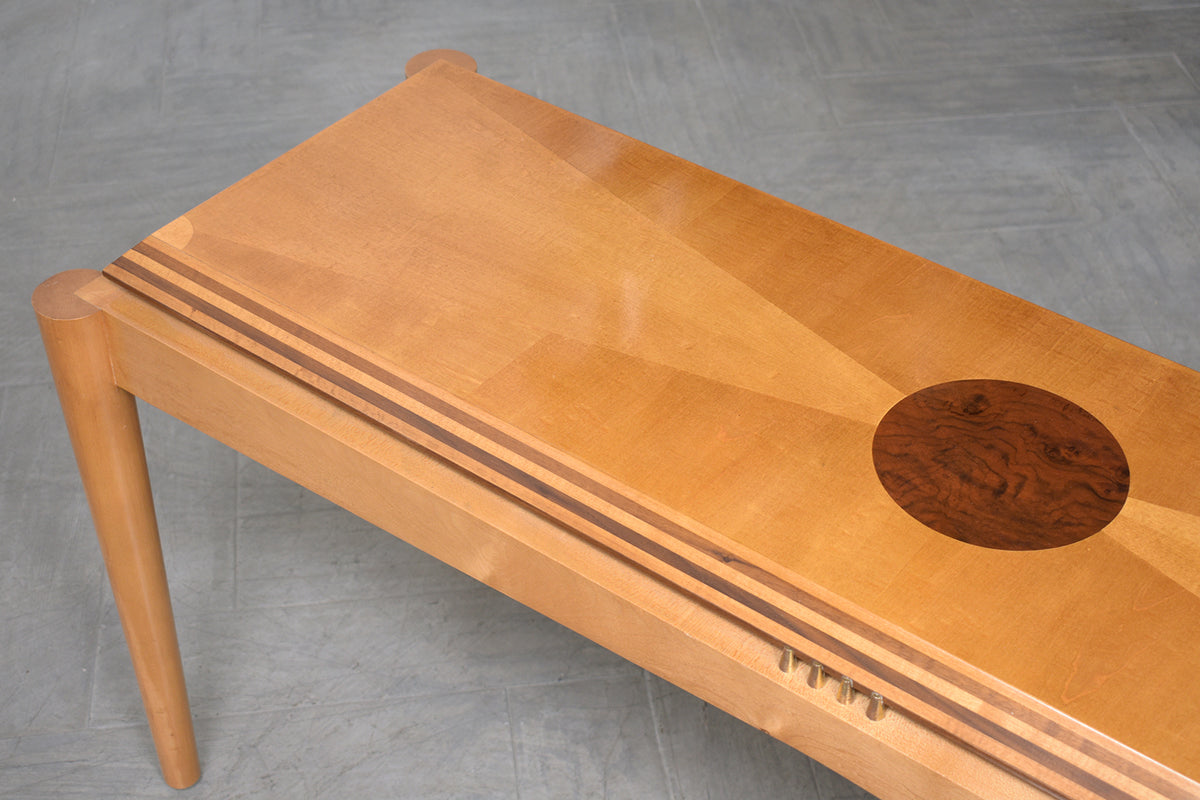 1980's Handcrafted Maple and Walnut Modern Console Table
