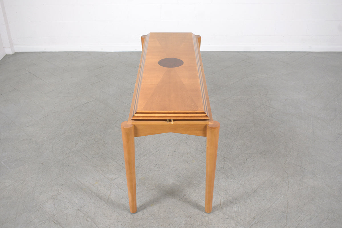 1980's Handcrafted Maple and Walnut Modern Console Table