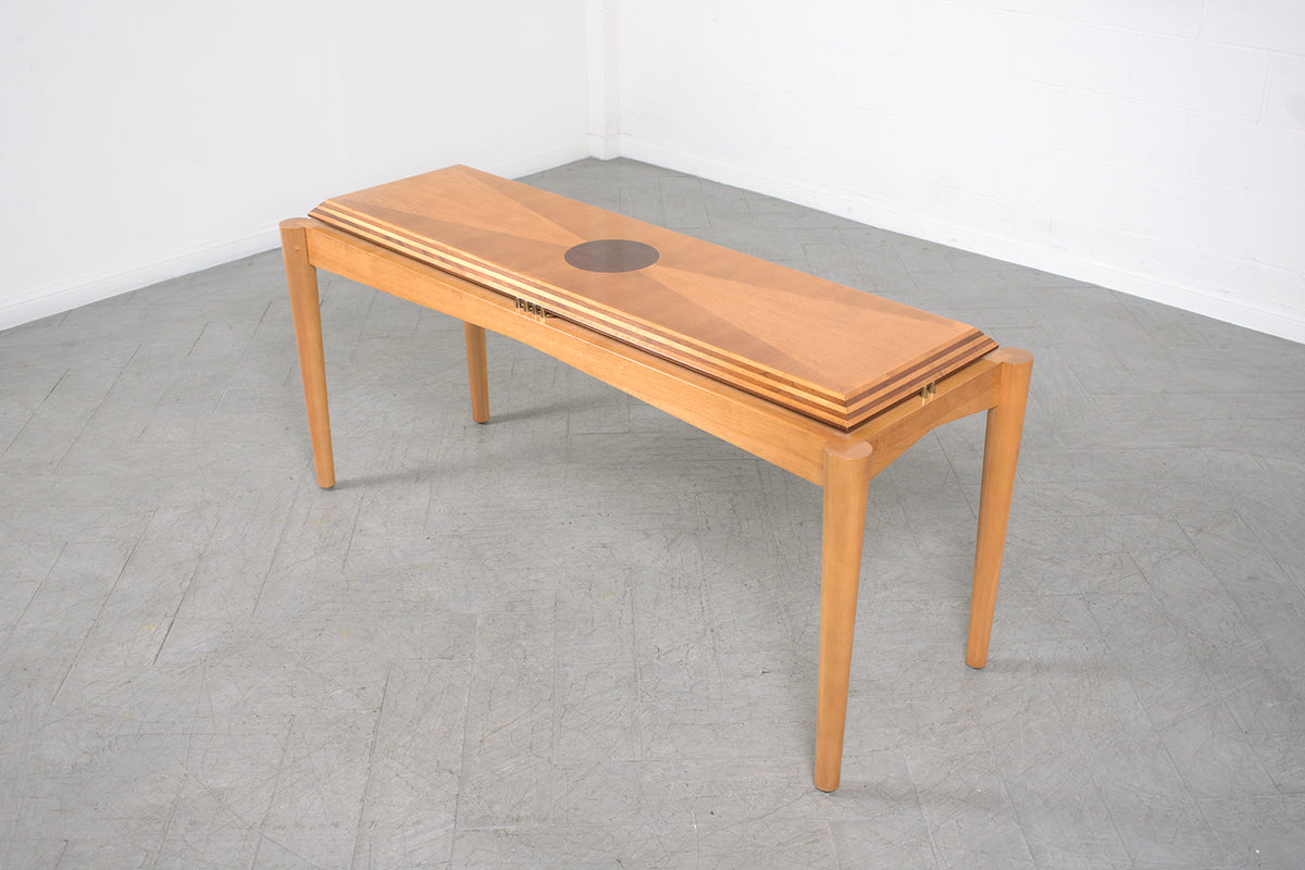 1980's Handcrafted Maple and Walnut Modern Console Table