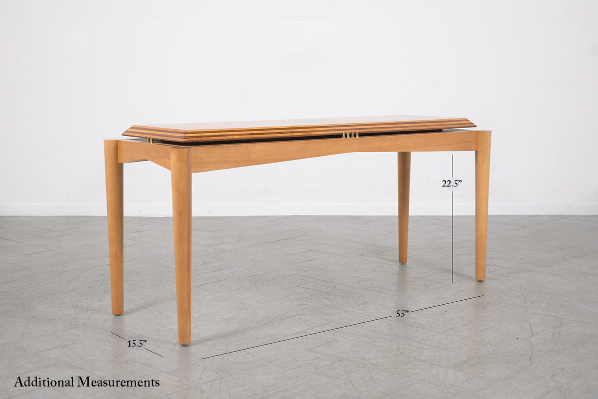 1980's Handcrafted Maple and Walnut Modern Console Table