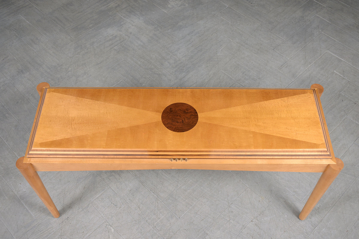 1980's Handcrafted Maple and Walnut Modern Console Table