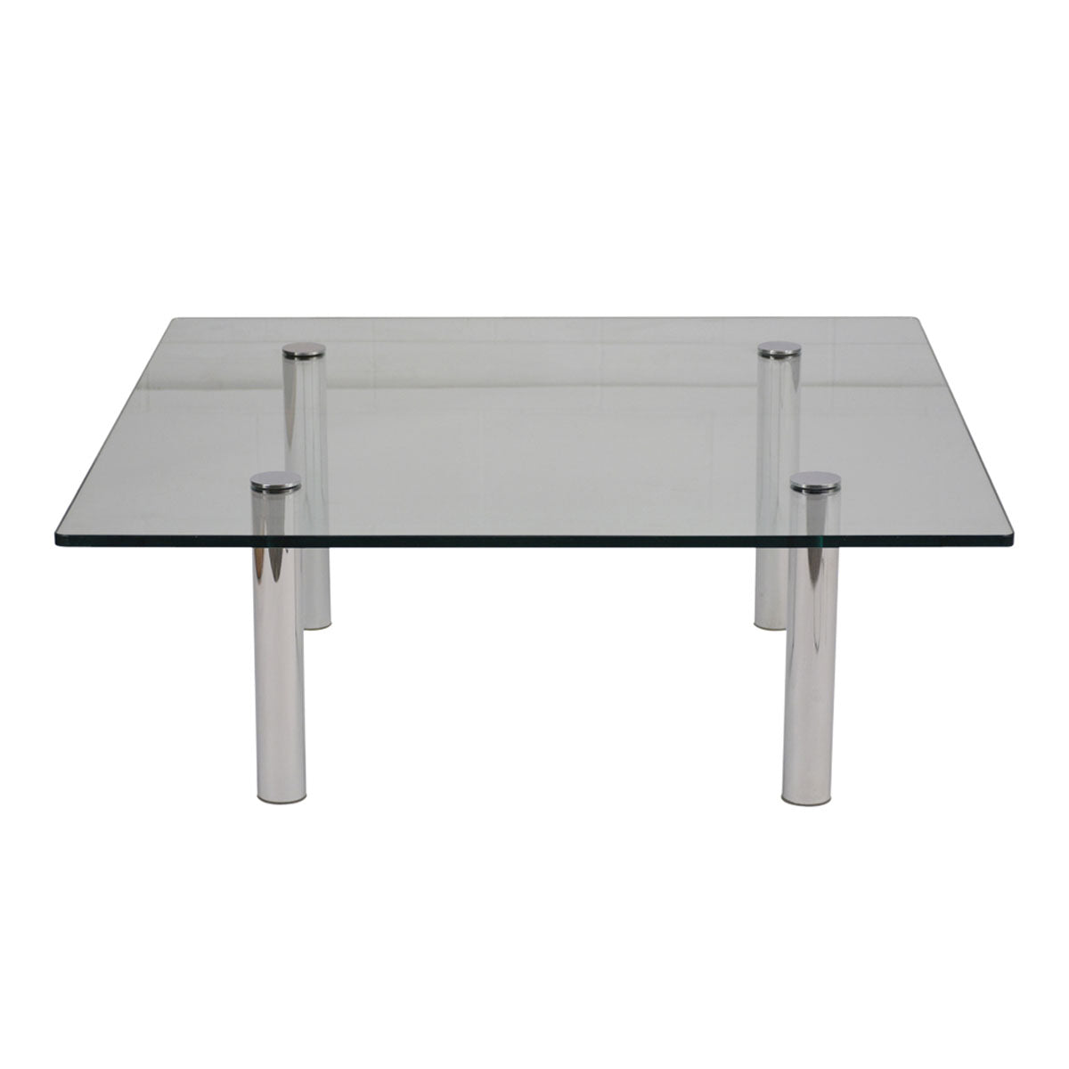 Vintage 1970s Mid-Century Modern Chrome Glass Coffee Table