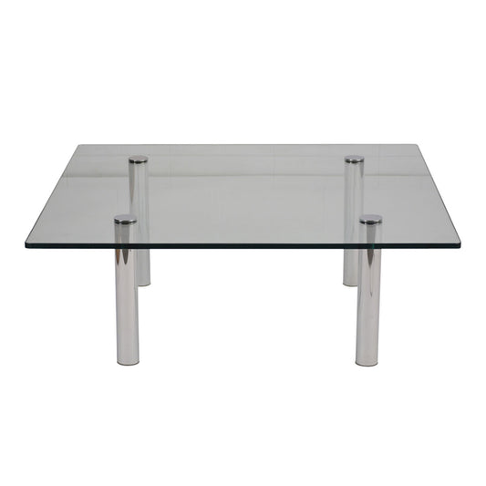 Vintage 1970s Mid-Century Modern Chrome Glass Coffee Table