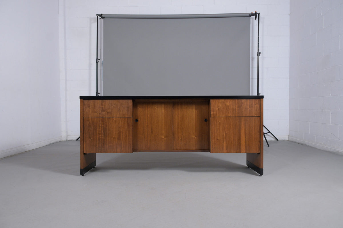 Restored Mid-Century Modern Executive Credenza in Ebonized Walnut