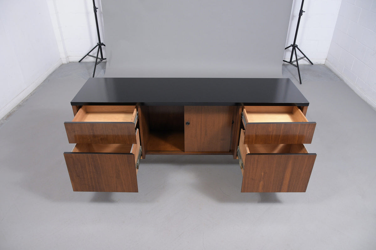 Restored Mid-Century Modern Executive Credenza in Ebonized Walnut