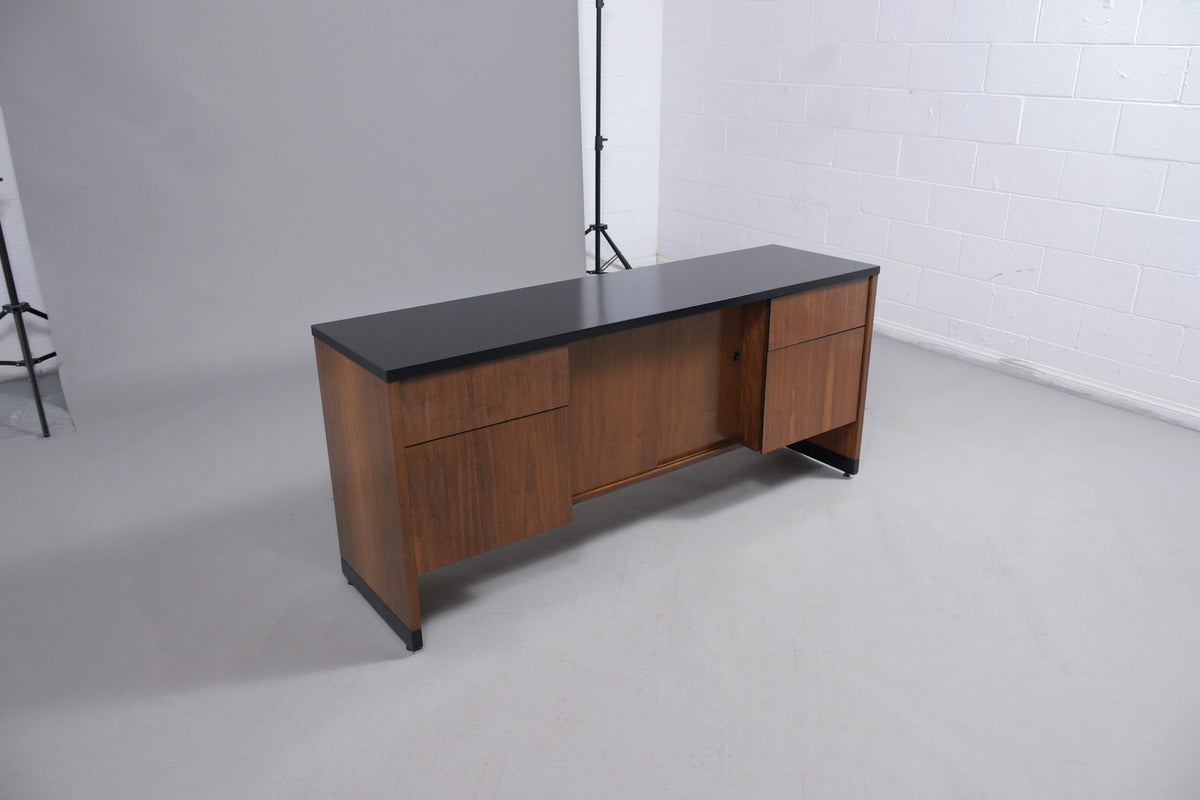 Restored Mid-Century Modern Executive Credenza in Ebonized Walnut