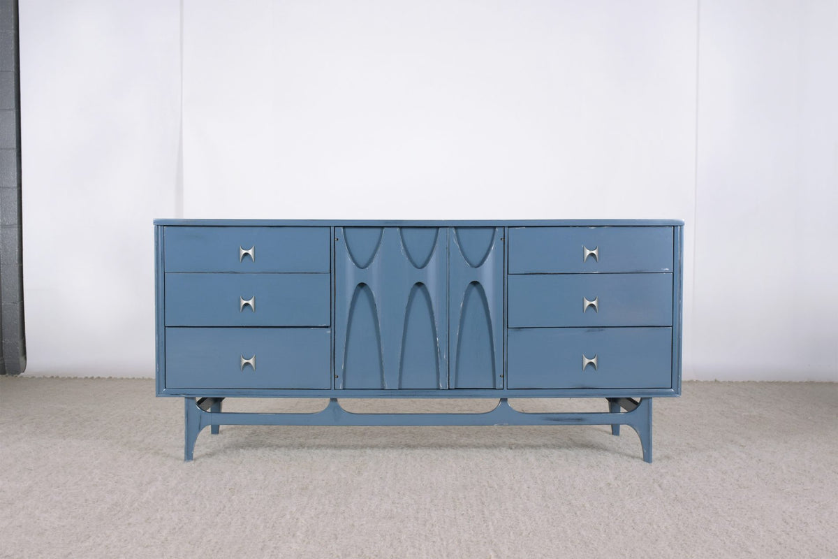 1960s Broyhill Brasilia Blue Lacquered Mid-Century Credenza - Elegantly Restored