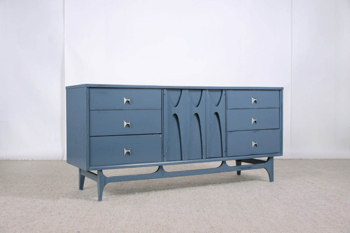 1960s Broyhill Brasilia Blue Lacquered Mid-Century Credenza - Elegantly Restored
