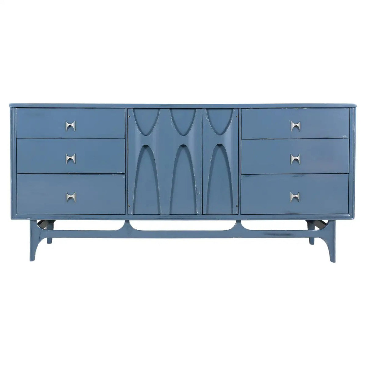 1960s Broyhill Brasilia Blue Lacquered Mid-Century Credenza - Elegantly Restored