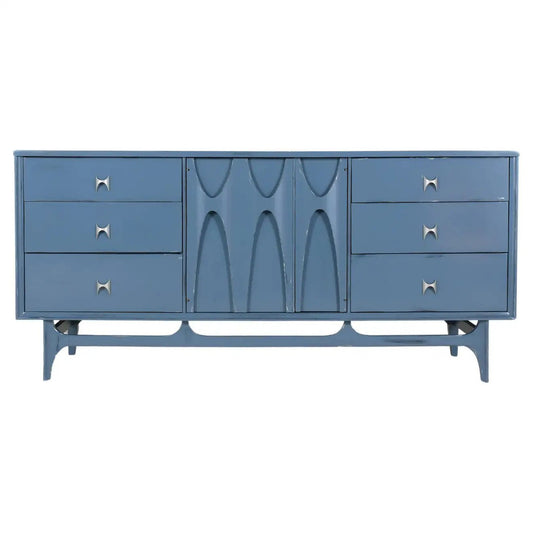 1960s Broyhill Brasilia Blue Lacquered Mid-Century Credenza - Elegantly Restored