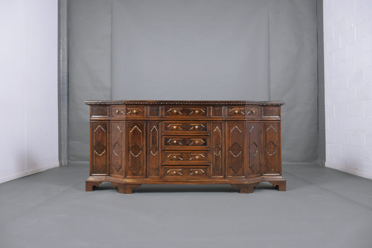 Italian circa 1900s Baroque Walnut Buffet