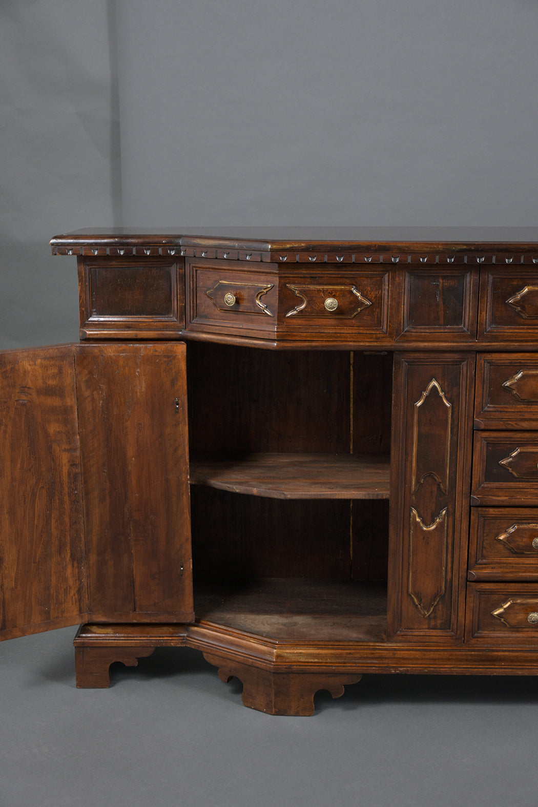 Italian circa 1900s Baroque Walnut Buffet