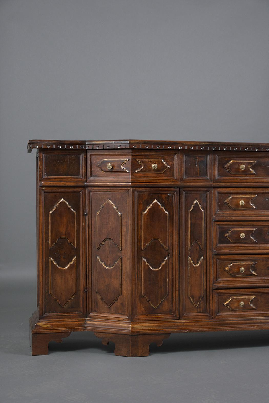 Italian circa 1900s Baroque Walnut Buffet