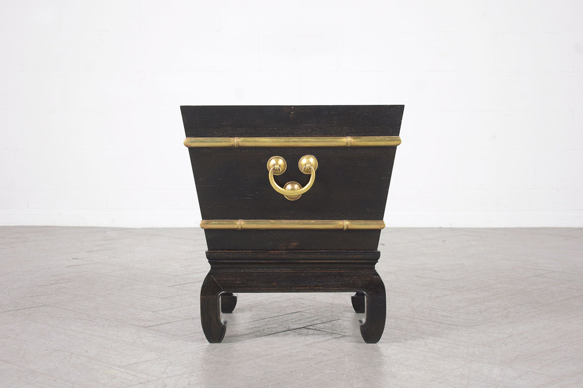 Restored Early 1900s Chinese Wood and Brass Garden Planters