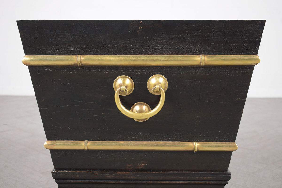 Restored Early 1900s Chinese Wood and Brass Garden Planters