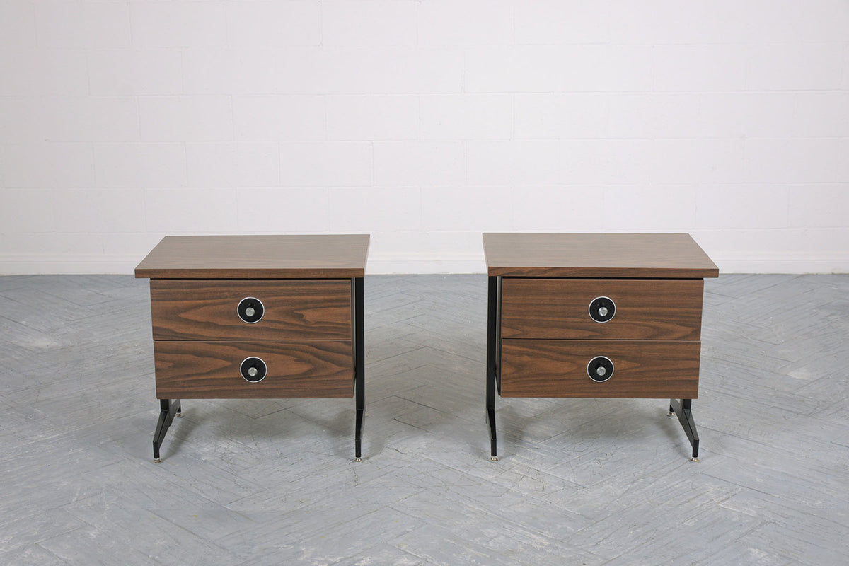 Pair of Two Drawer Mid-Century Modern Nighstands